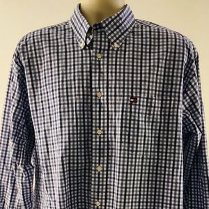 Tommy Hilfiger Mens Blue Check Oxford Shirt